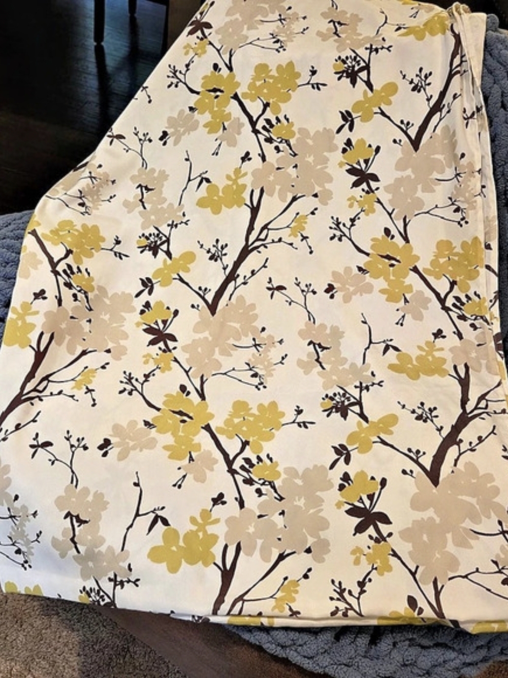 Floral White With Brown & Chartreuse Pattern
